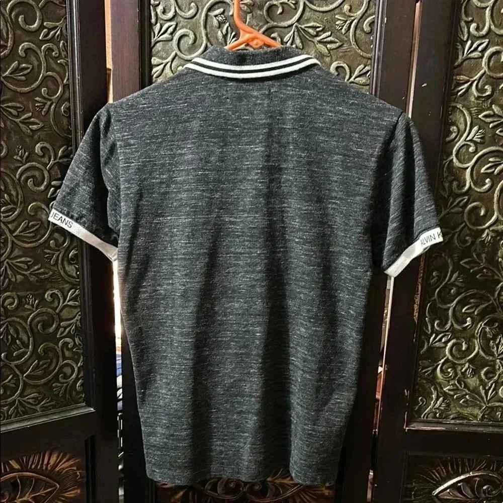 Calvin Klein Boys Charcoal Polo Shirt Size Medium - Picture 5 of 6